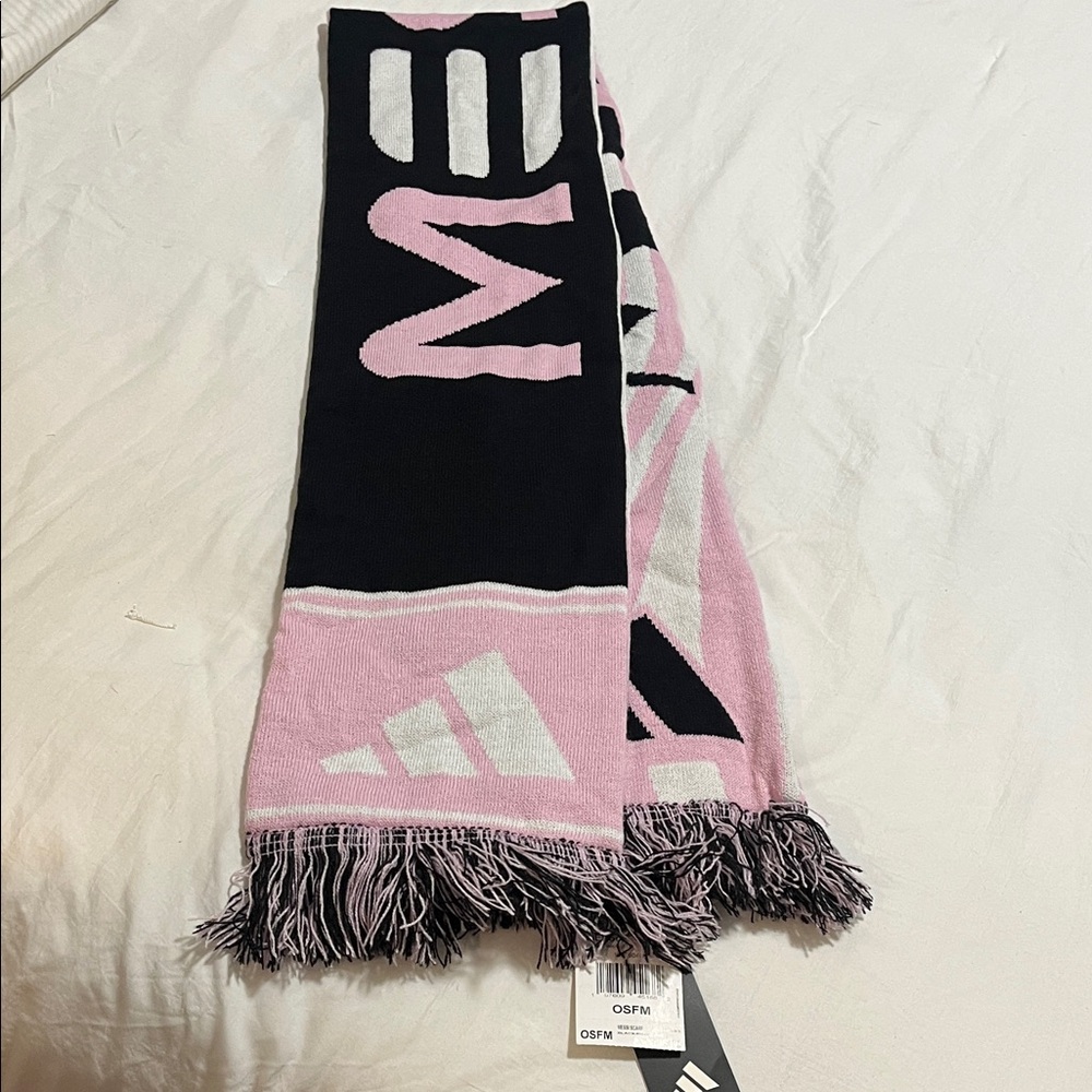 Adidas Pink and Black Logo Scarf